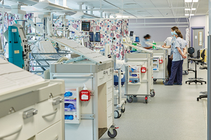 Agile Medical supplies Glenfield Hospital in Leicester with 33 double chart top trolleys