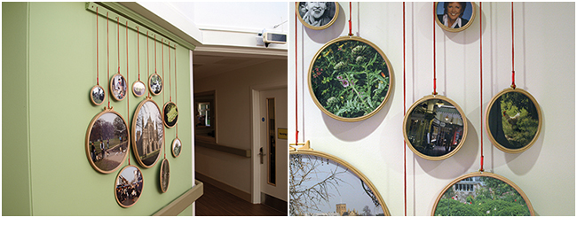‘Floating Discs’ - a kinetic arrangement of hoops featuring images of local places and points of interest