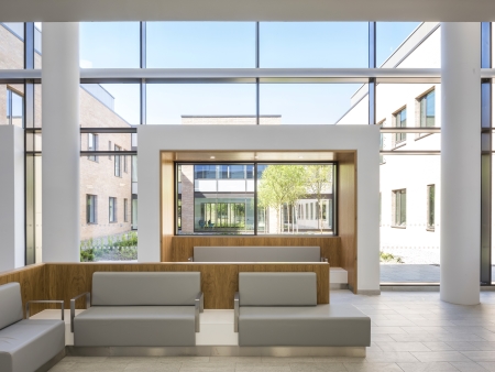Windows look out onto therapeutic courtyard spaces. Images courtesy of Chris Hill Photography