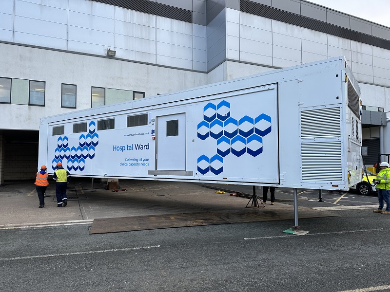 The mobile unit will initially be on site for six months to help triage patients arriving by ambulance