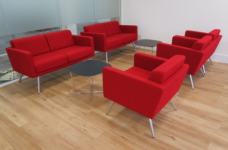 The red Fifty Series is ideal for soft seating and meeting environments