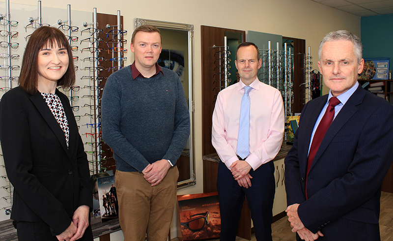 L-R: Margaret McMullan, Clinical Optometric Adviser, Health and Social Care Board; Gavin Corrigan, Optometrist, Corrigan Opticians; Stephen Beattie, eHealth Programme Manager, Business Services Organisation; Nick Willox, Sales Director, Orion Health