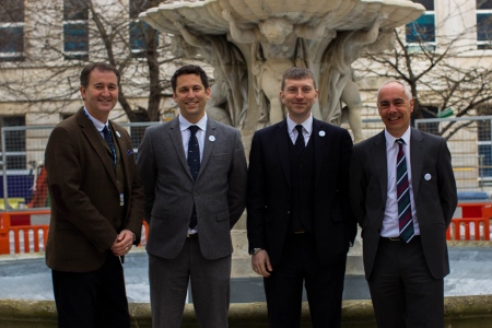Trevor Payne, Jonathan Maxwell (SDCL), Michael Smeeth (GE), and Richard Byers (Skanska)mark the signing of the new deal