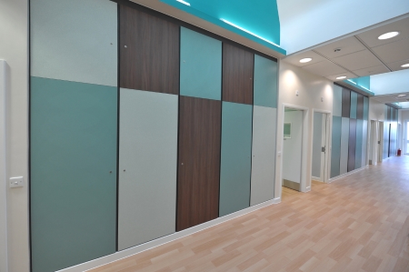 Maxwood Washrooms installs coloured self-contained duct panelling system