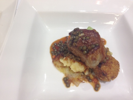 The meat main will be loin of lamb with mini lamb cake