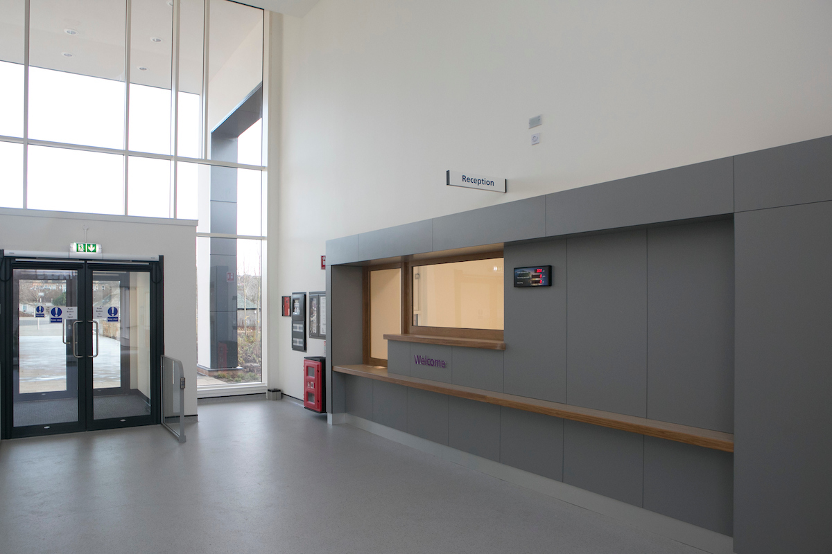 The reception area at the new hospital
