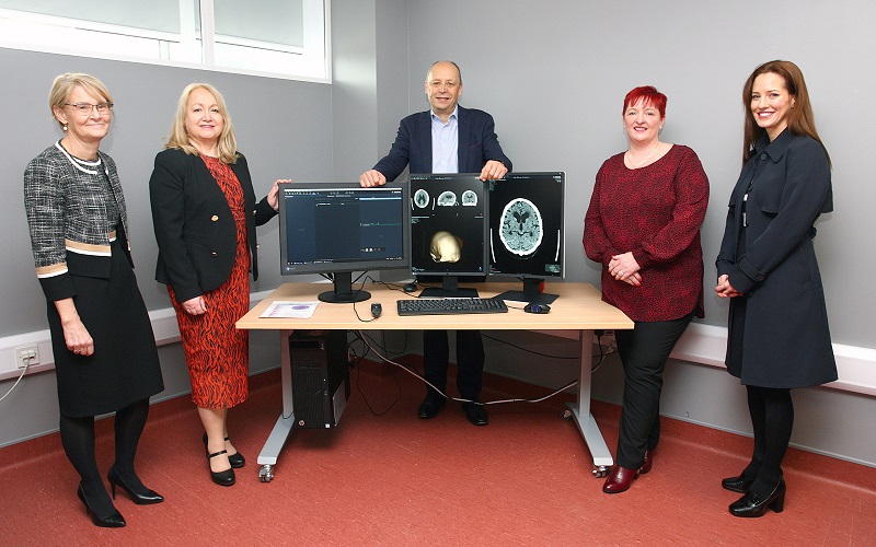 Pictured L-R: Dr Cathy Jack, chief executive of Belfast Trust and NIPACS+ senior responsible owner (SRO); Karen Bailey, chief executive of business services organisation (BSO); Peter May, permanent secretary at the Department of Health; Joanne Allison, interim NIPACS+ programme manager; and Laura Molloy, senior project manager with NIPACS+