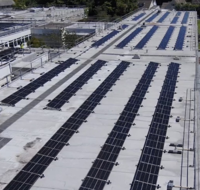 The PV system at St Austell Community Hospital comprises 199 solar modules, which have been upgraded to smart modules using SolarEdge Power Optimizers to increase energy production. Image: Your Eco