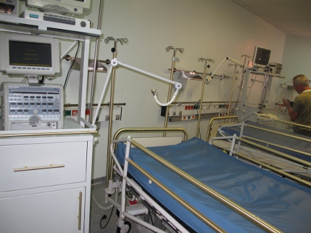 Trials of copper touch surfaces are taking place around the world, including at Attikon Hospital in Greece (pictured)