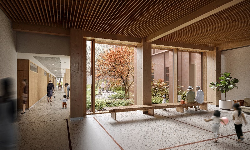 Images have been released of the new Velindre Cancer Centre. This artist's impression shows the radiotherapy waiting area looking onto a landscaped courtyard