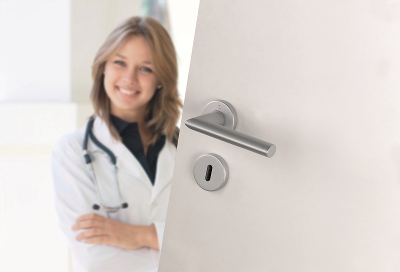 Coatings such as HOPPE's SecuSan, an antibacterial and antimicrobial surface, are applied to door and window hardware to help to reduce the spread of bacteria, providing an additional level of protection