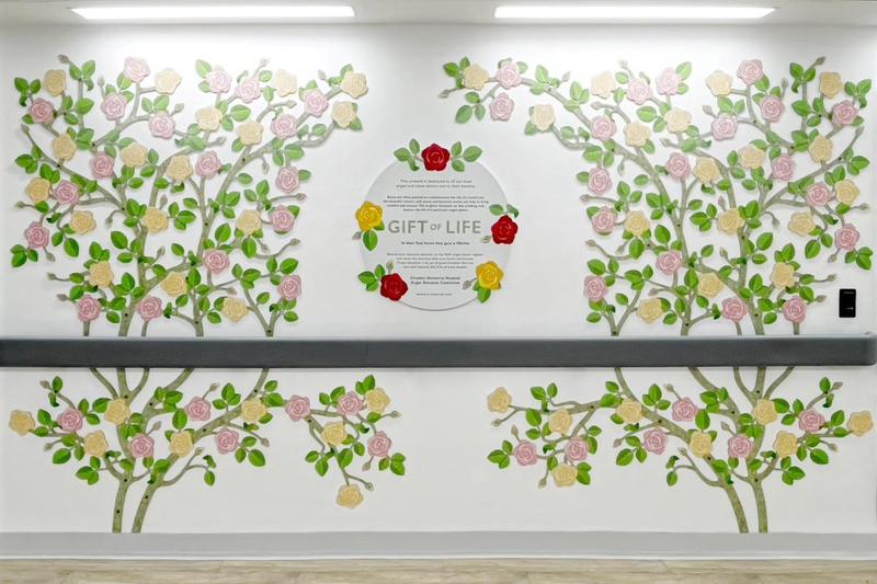 Croydon University Hospital unveils organ donation mural by Hospital Art Studio