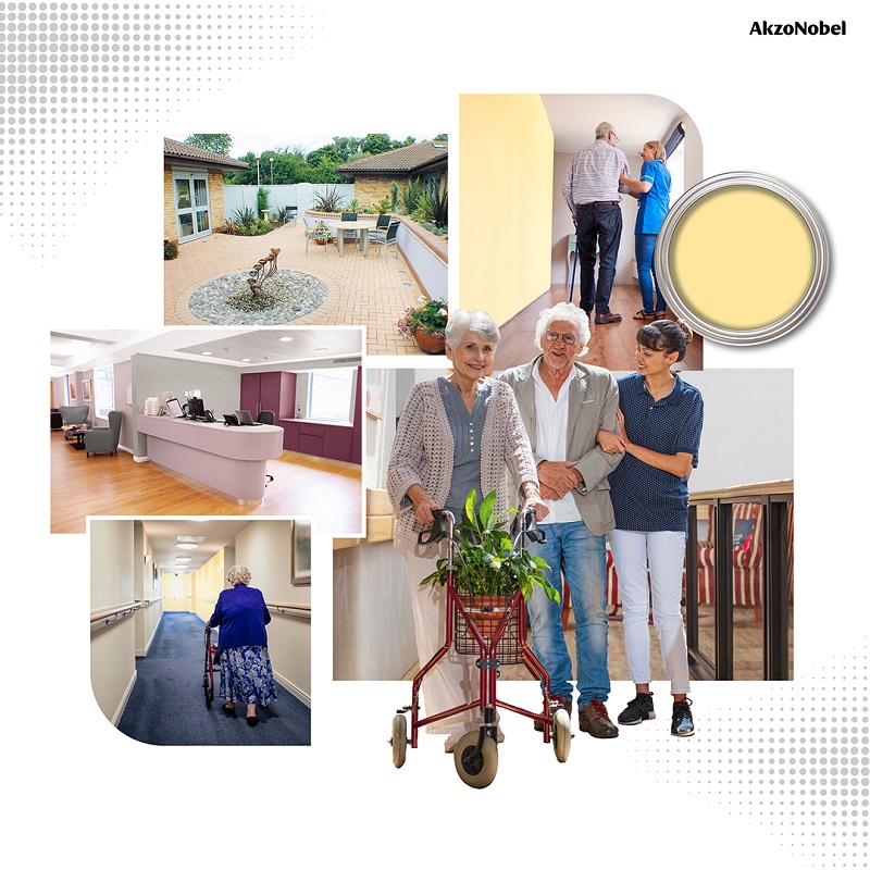 Careful selection of colours, patterns and materials can help reduce slips, trips and falls