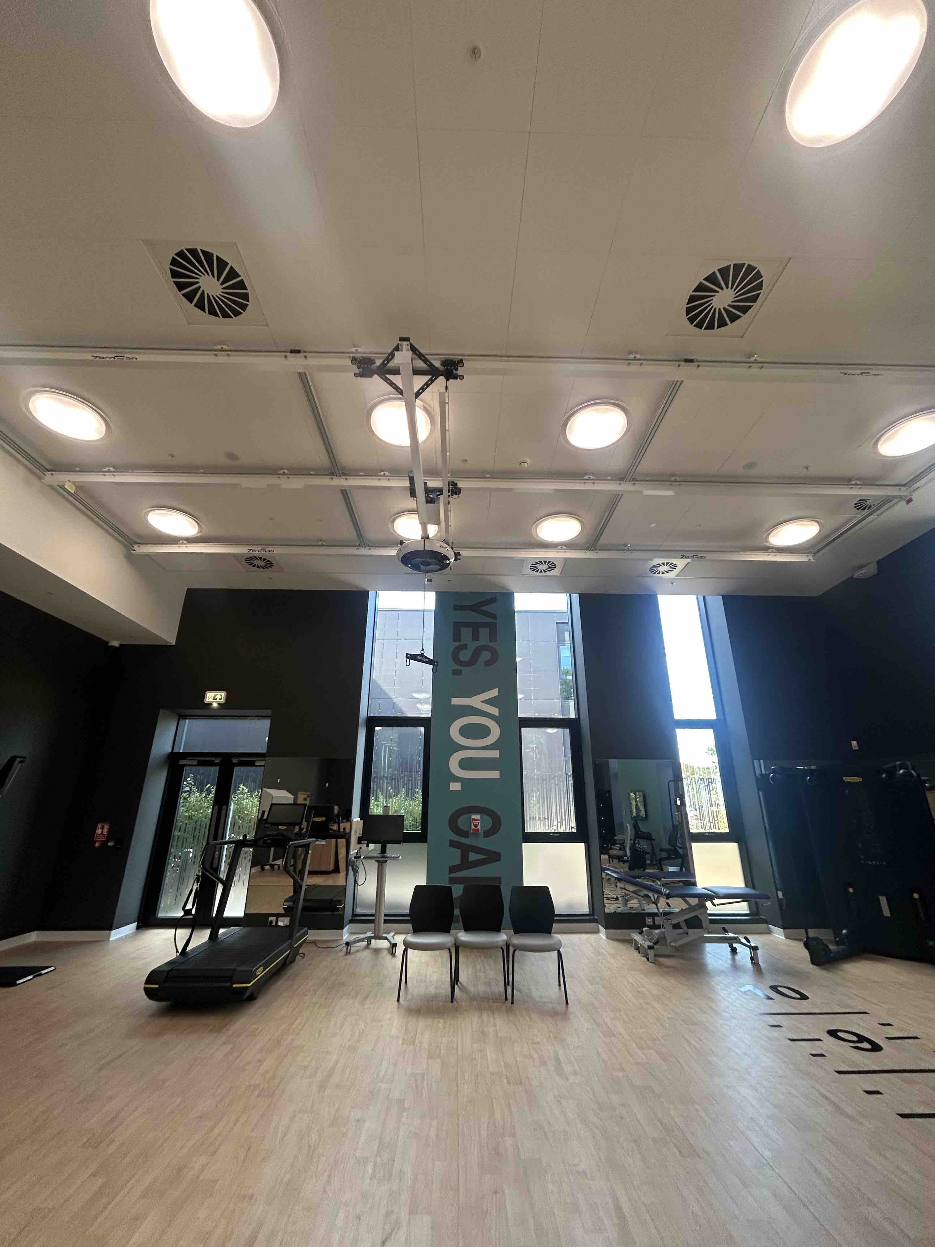 - The NRC's main rehabilitation gym with the 360 degree hoist -
