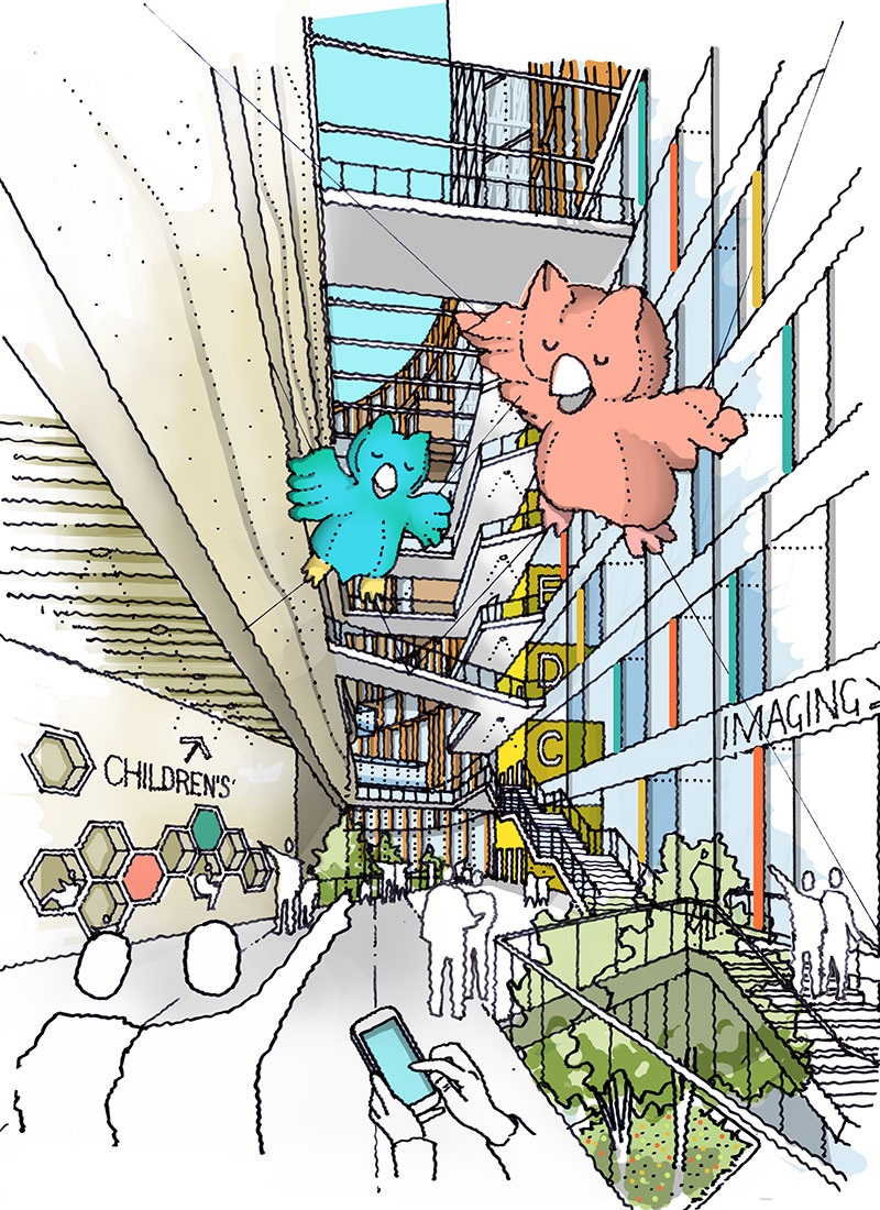The children's atrium is suffused with natural light and fresh air
