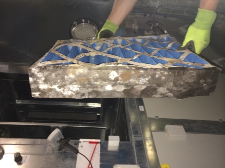 Mouldy filters were found in this new air handling unit