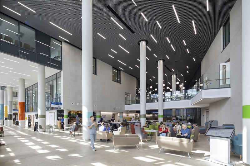 The building provides new diagnostic and theatre capacity as well as wards and other departments