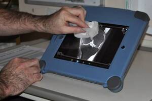 Medical-grade iPad case designed for hospital settings