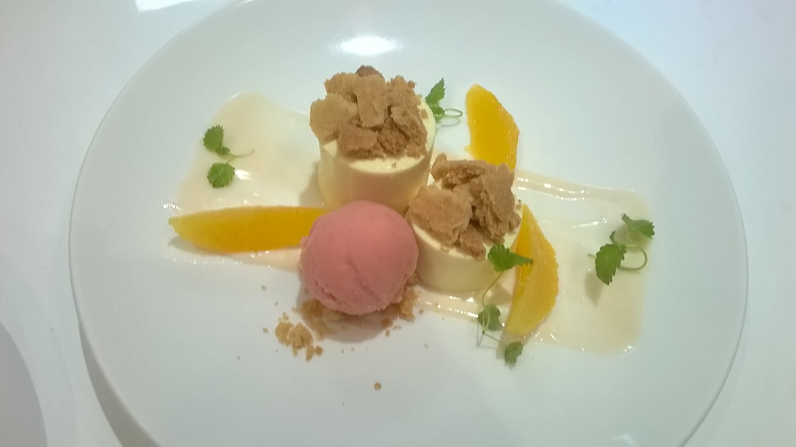 All diners will enjoy a dessert of lemongrass panna cotta with grapefruit milk, orange blossom, lemon balm, and shortbread crumbs
