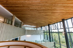 New hospital features centrepiece linear wood ceiling