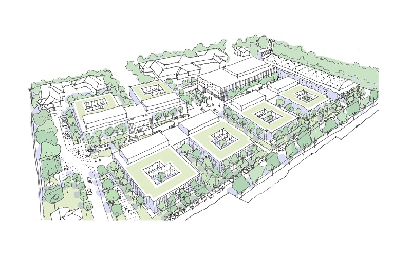The ward plan forms two choices of circulation, giving staff or patients the opportunity to back away from escalating and challenging situations and also aiding social distancing