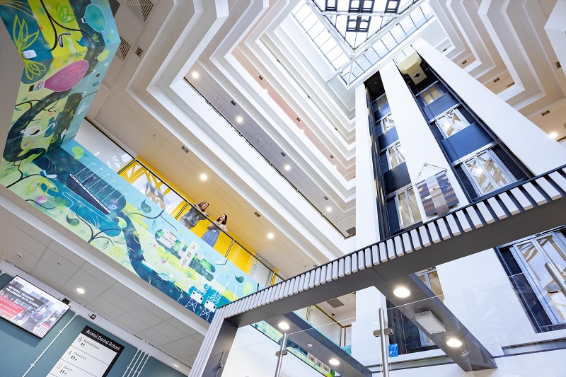 The design features a unique octagonal-shaped space, home to a series of dental treatment bays and teaching spaces, with views out onto the surrounding waterfront