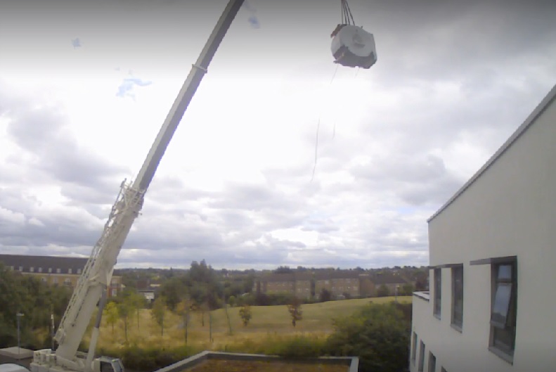 The scanner was craned in through the window of the building by specialist contractors in five sections in an operation taking five hours