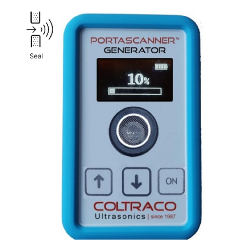 The systems works by scanning any possible leak sites with a receiver, while the generator (pictured) is directed at the structure from the opposite side