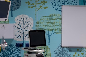 Wall coverings help integrate art in flagship new cancer centre